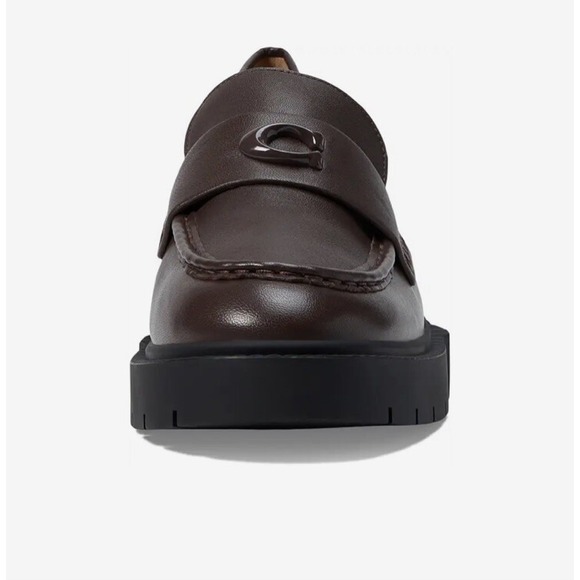 Coach Shoes - COACH Sz 6B Maple Brown Leah Patent Leather Platform Loafer